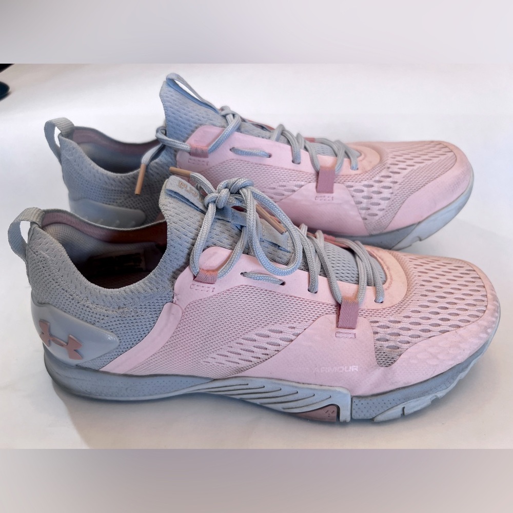 Under Armour Womens TriBase Reign 2 Pink/Grey Training Shoes Size 10